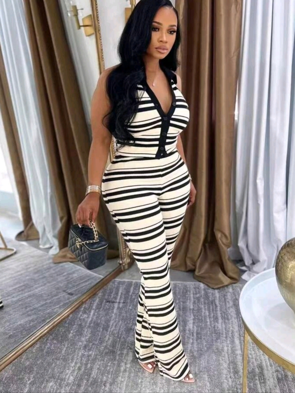 Women's Casual Shirt Collar Sleeveless Top Waist-Length Hip Trouser